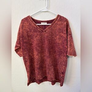 Zenana Outfitters Burnt Orange V-Neck Top